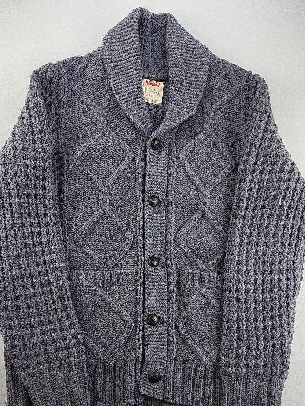 Levi's men's heavy cable-knit shawl collar cardigan sweater